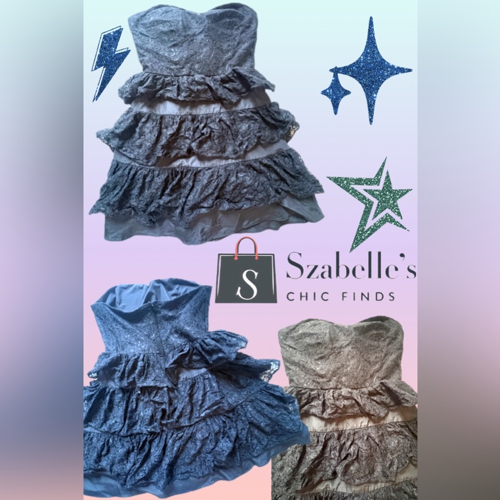 Strapless Ruffled Lace Mini Dress 👗
